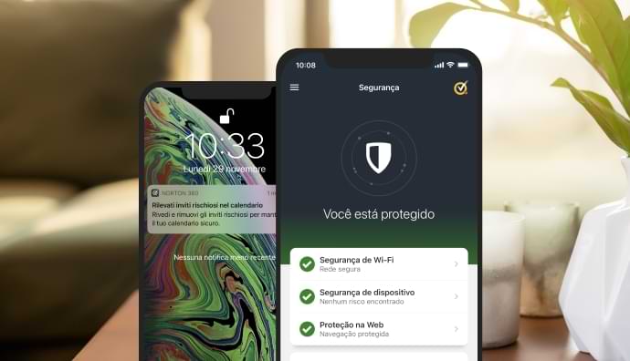 App per la sicurezza dei dispositivi mobili visualizzata su due dispositivi mobili